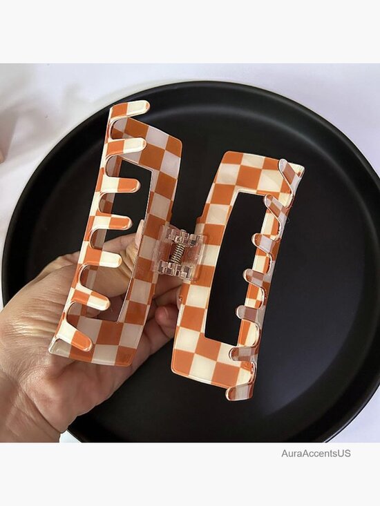 3 Pack Checkered Hair Claw Clips Large 4inch Hair Barrettes for Thick Thin Hair main image 4